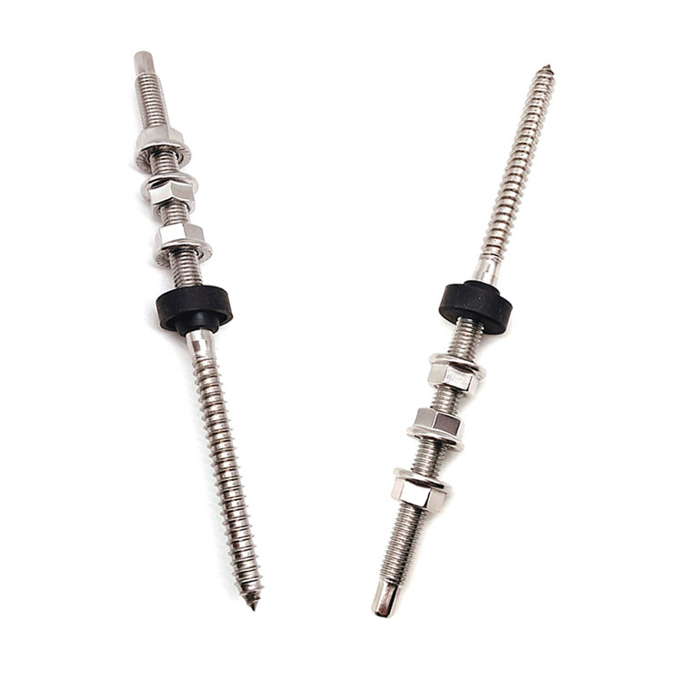 A2 A4 M12 150mm / 180mm ການຕິດຕັ້ງ Dowel Screw / Hanger Bolts ດ້ວຍສາມ Flange ແກ່ນສໍາລັບແສງຕາເວັນ