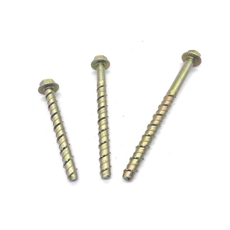 Carbon Steel Hex Flange Head ສີເຫຼືອງ Zinc Plated Cement Concrete Screw Bolt