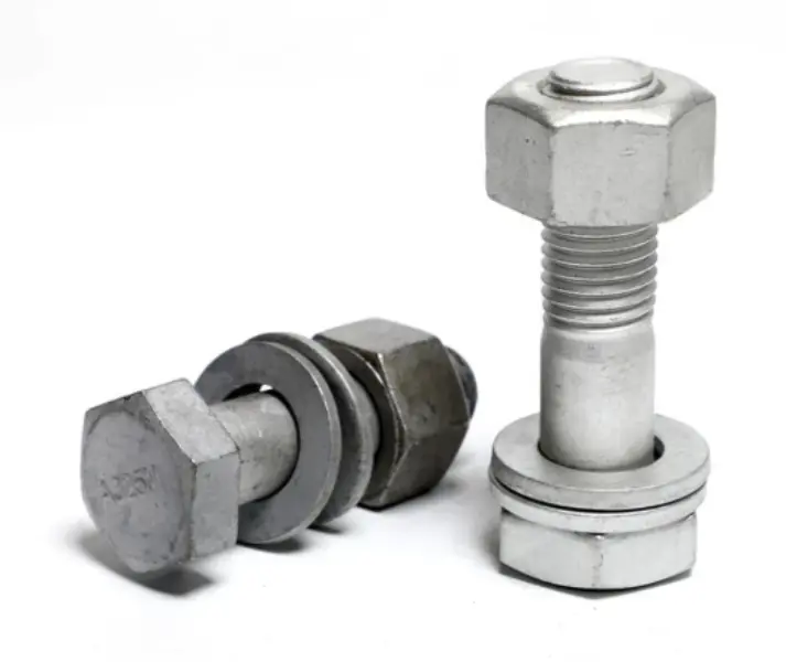 ອາບນ້ໍາຮ້ອນ Galvanized Bolt ປະກອບດ້ວຍຫມາກແຫ້ງເປືອກແຂງແລະເຄື່ອງຊັກຜ້າ