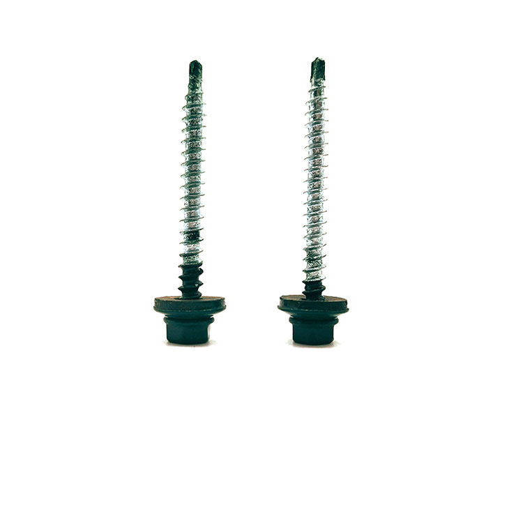 ສີດພົ່ນ Carbon Steel Hex Flange Screw ເຈາະດ້ວຍ Screw Thread