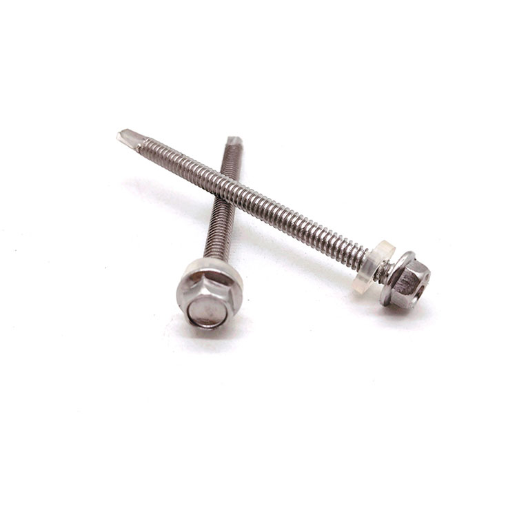 ສະແຕນເລດສະແຕນເລດ SS304/A2 Hex Flange Head Self Drilling Screw with Plastic Washer