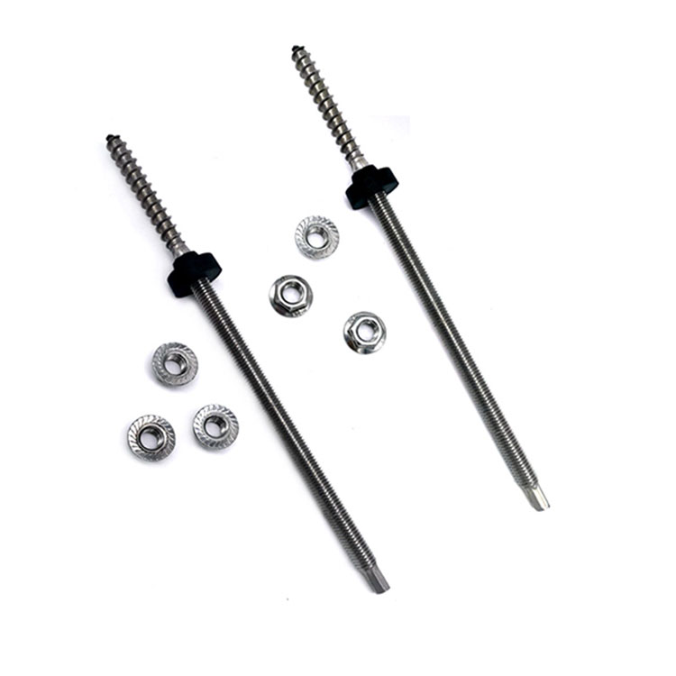 SUS304 Carbon Steel / Stainless Steel Double Threaded Wood Screws Hanger Bolts for Solar Panel System