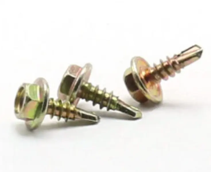 ສີເຫລືອງ Zinc Hex Flange Head Self Drilling Screw