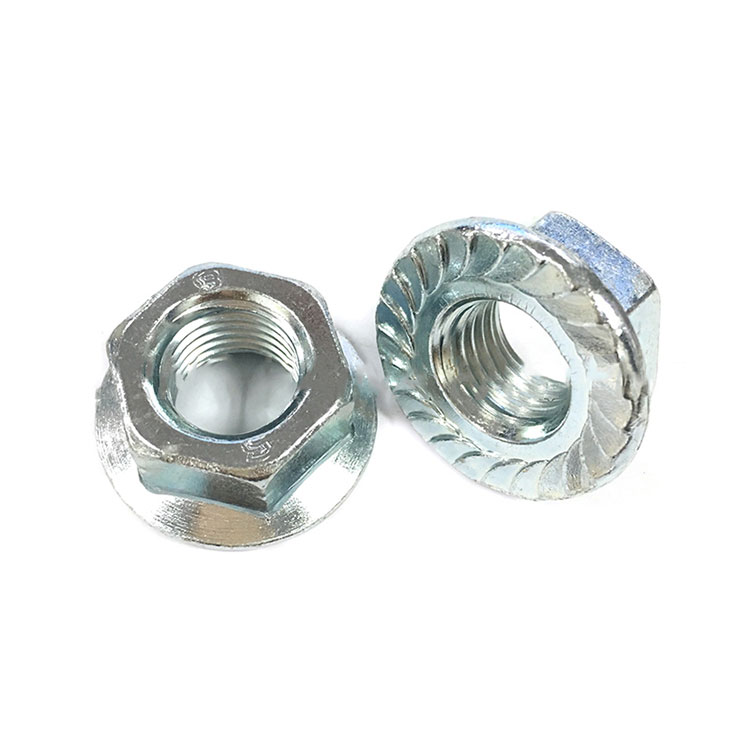 ສັງກະສີຊັ້ນ 4 Garde 8 Hex Flange Serrated Nut- DIN6923